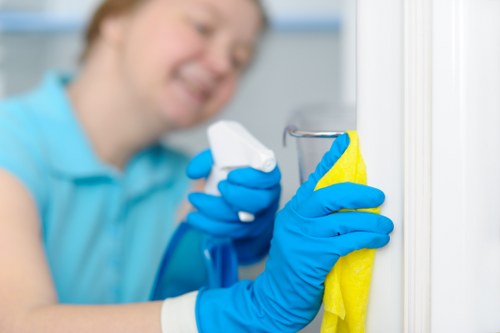 Domestic cleaner tidying a family home in SW13